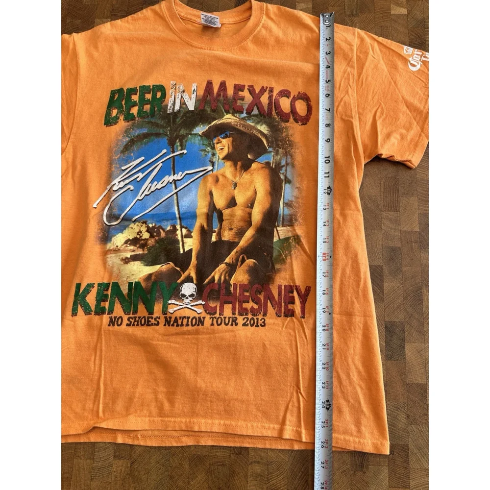 KENNY CHESNEY Beer In America No Shoes Nation 2013 Size Medium Orange T-Shirt - Picture 3 of 8